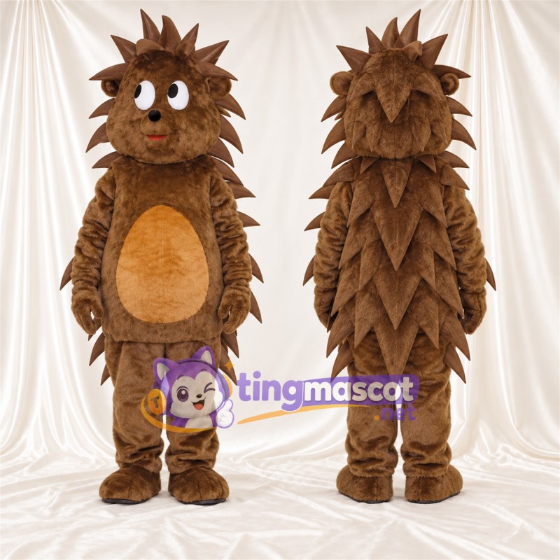 Costume de mascotte Hérisson – marron – Ventre (brun clair); Pointes