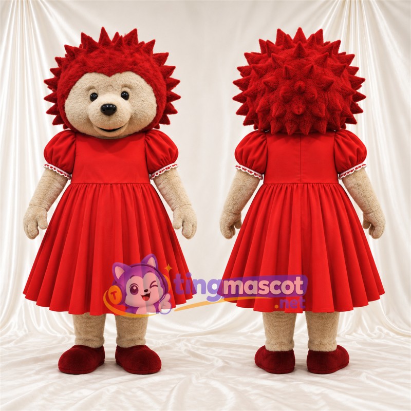 Maskottchenkostüm Igel – rot / creme – Kleid (rot)