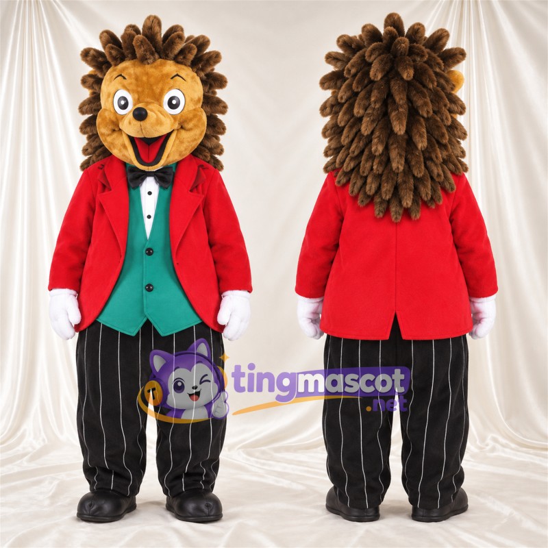 Costume de mascotte Hérisson – marron – Gilet (vert); Pantalon