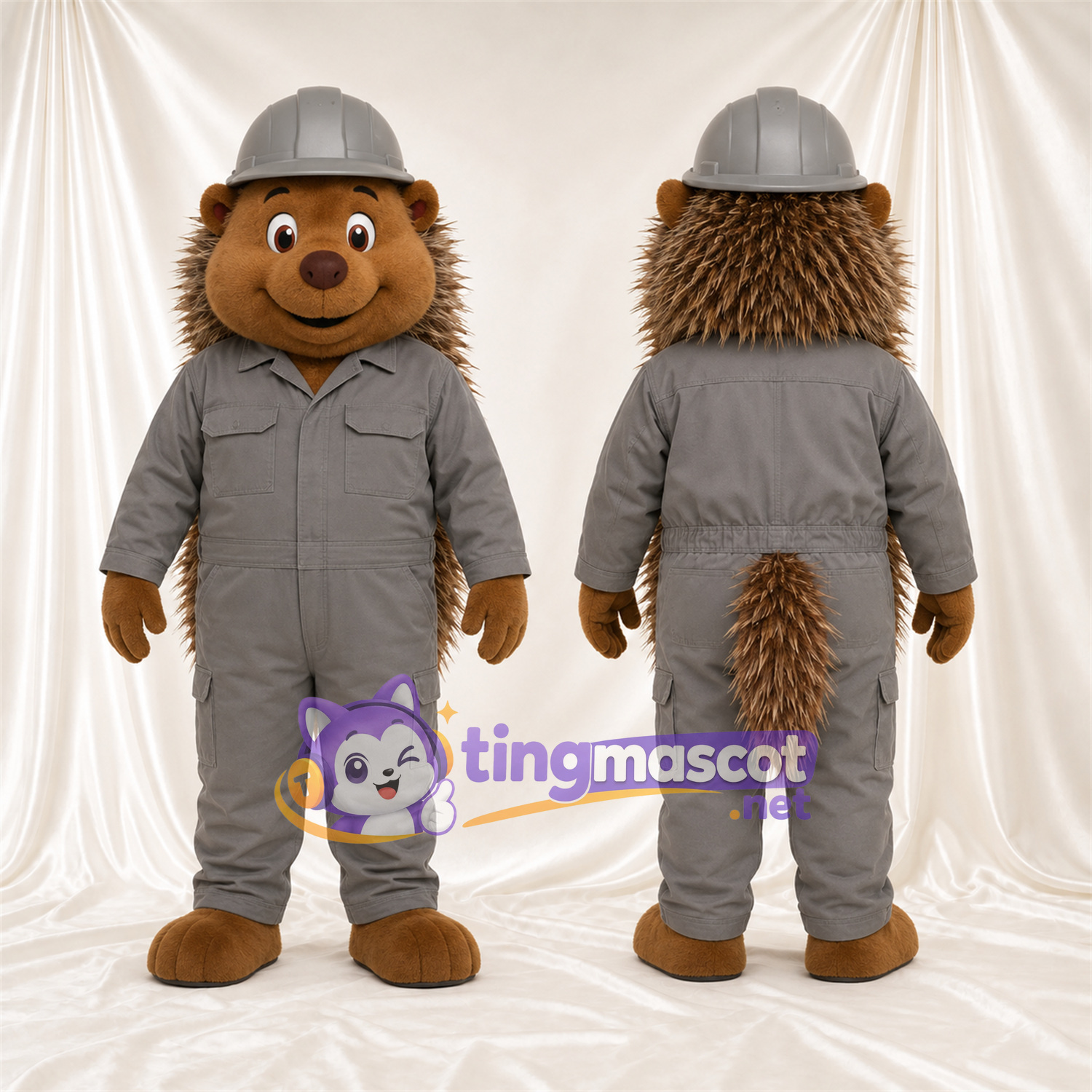 Maskottchenkostüm Igel – braun – Overall; Hut Maskottchenkostüm Igel – braun – Overall; Hut