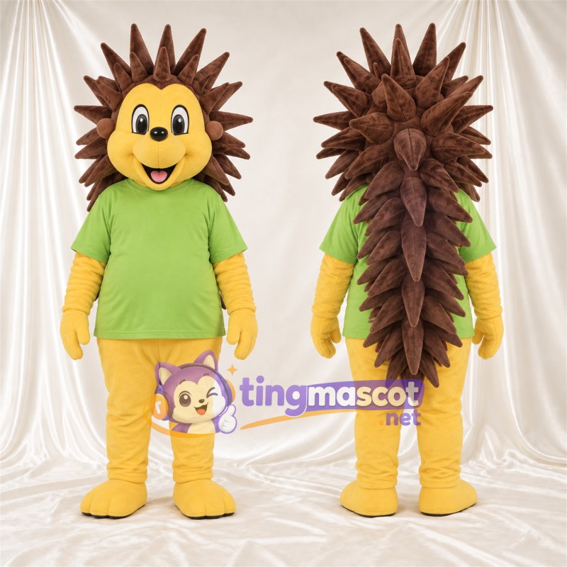 Costume de mascotte Hérisson – jaune / marron – Chemise (vert)