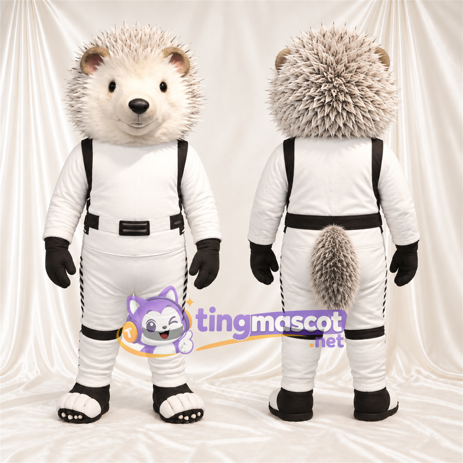 Costume de mascotte Hérisson – blanc / gris – Tenue (blanc) Costume de mascotte Hérisson – blanc / gris – Tenue (blanc)