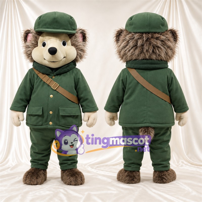 Costume de mascotte Hérisson – marron – Tenue (vert); Casquette (vert)
