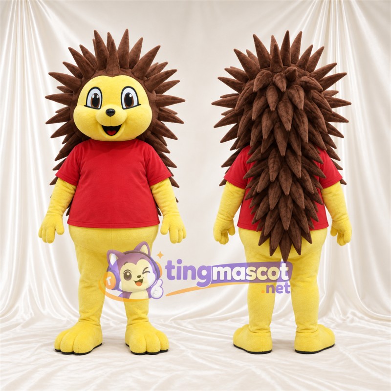 Costume de mascotte Hérisson – jaune / marron – Chemise (rouge)