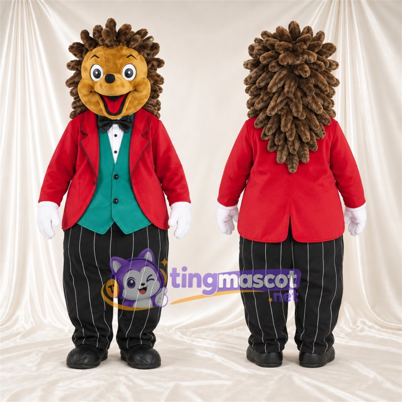 Costume de mascotte Hérisson – marron – Gilet (vert); Pantalon