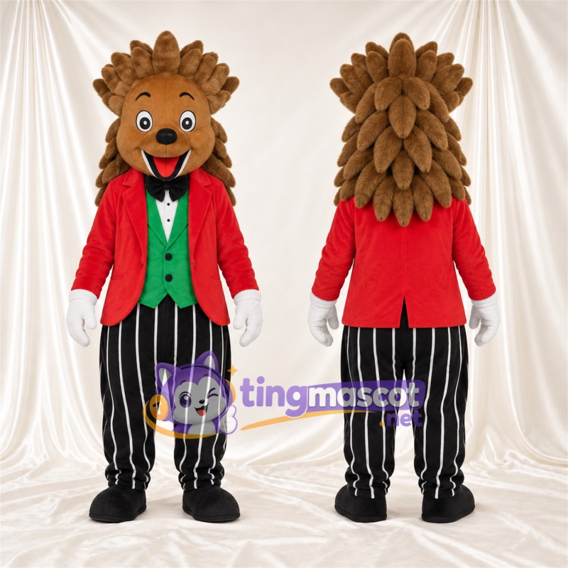 Costume de mascotte Hérisson – marron – Gilet (vert); Pantalon