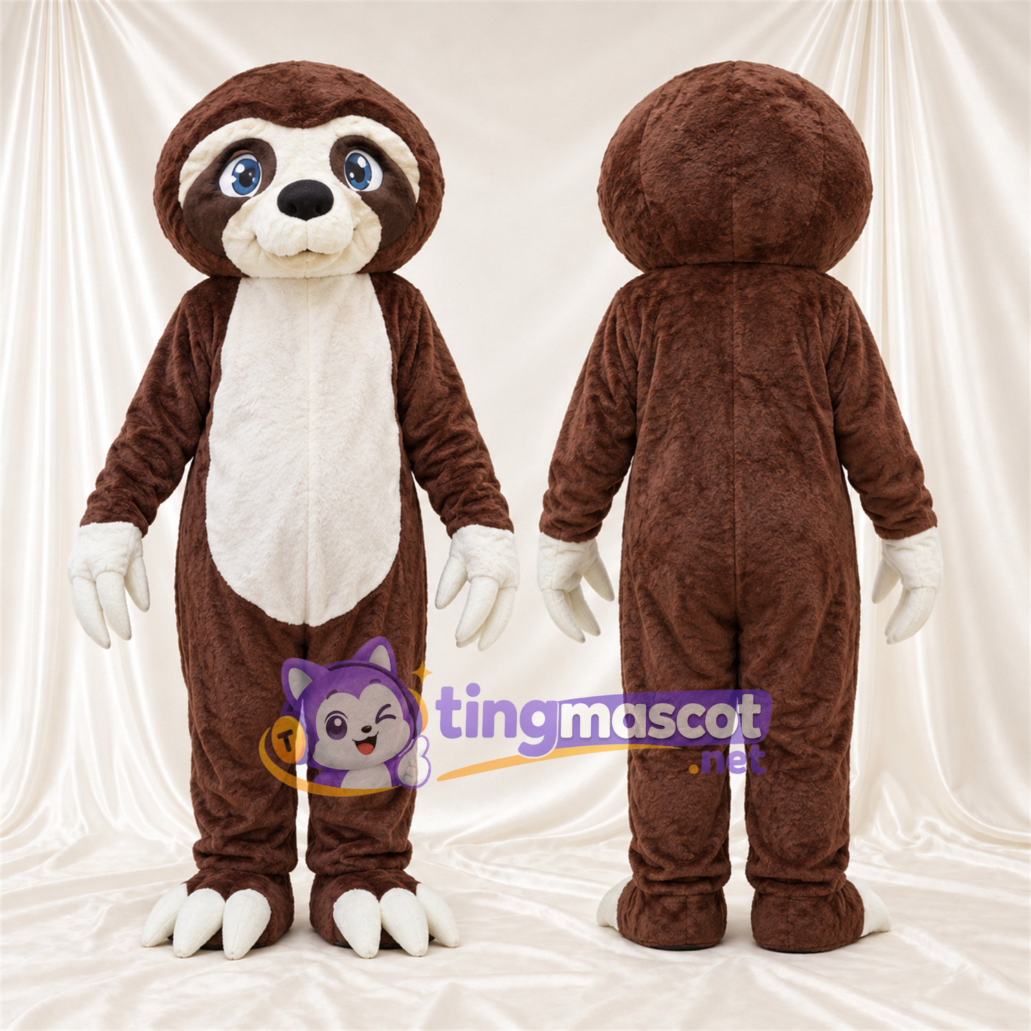 Brown and White Sloth Mascot Costume Brown and White Sloth Mascot Costume