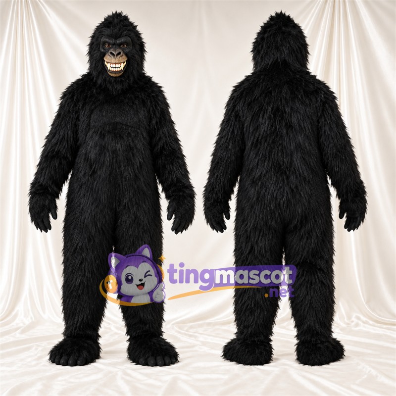 Costume de mascotte Gorille – noir – Sourire avec dents; Tête