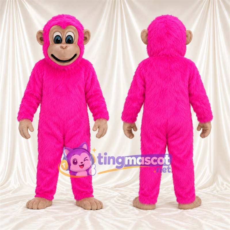 Maskottchenkostüm Affe – rosa – Füße (hellbraun); Gesicht (hellbraun)