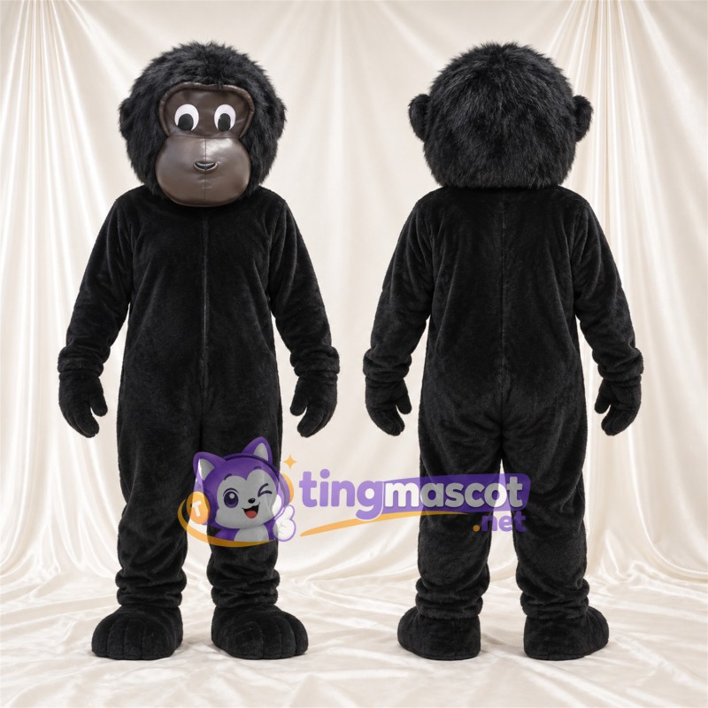 Black Monkey Mascot Costume - Gray Muzzle and Shaggy Fur