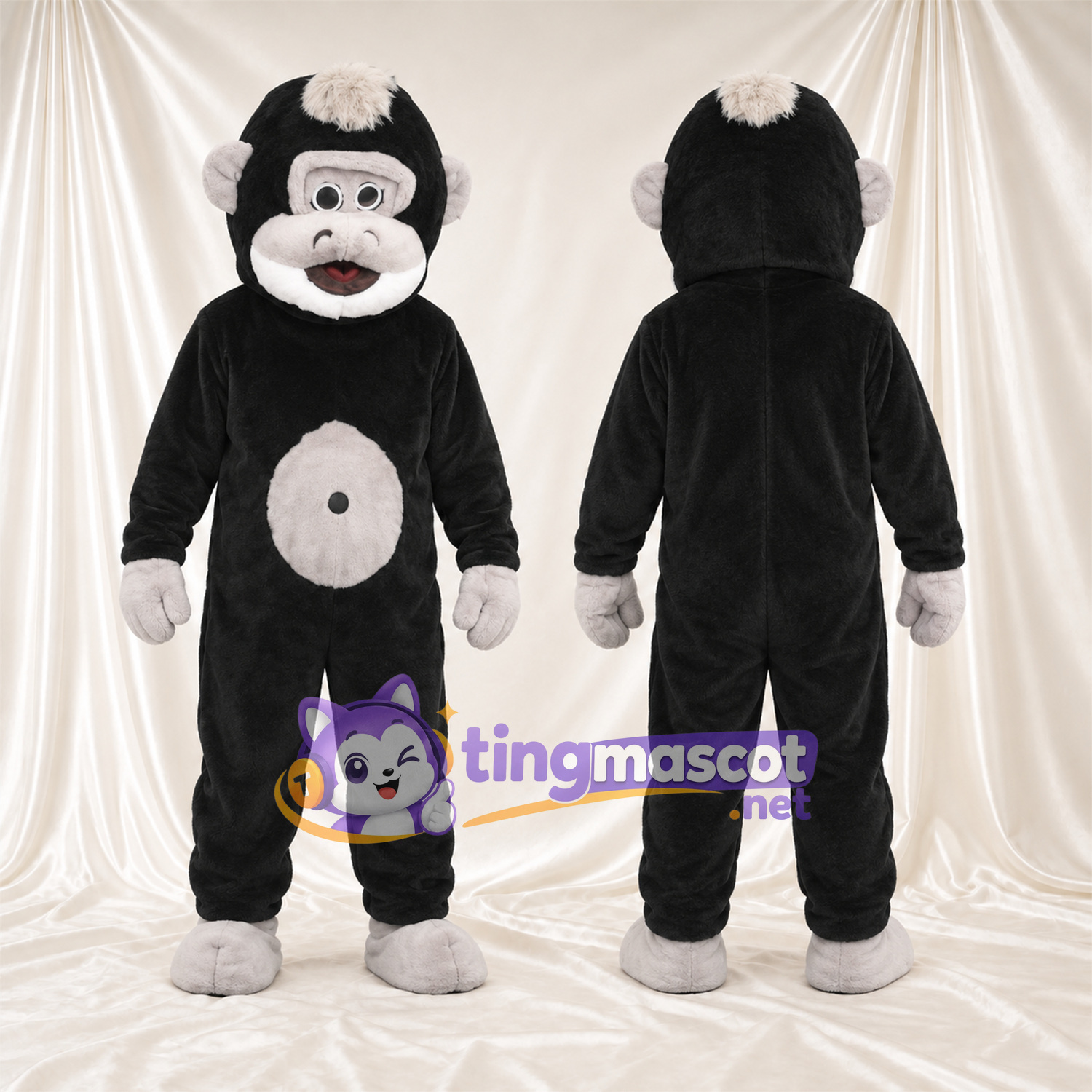 Black and Gray Monkey Mascot Costume Black and Gray Monkey Mascot Costume