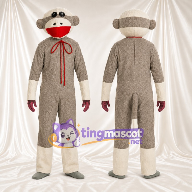 Costume de mascotte Singe – gris / crème – Cravate