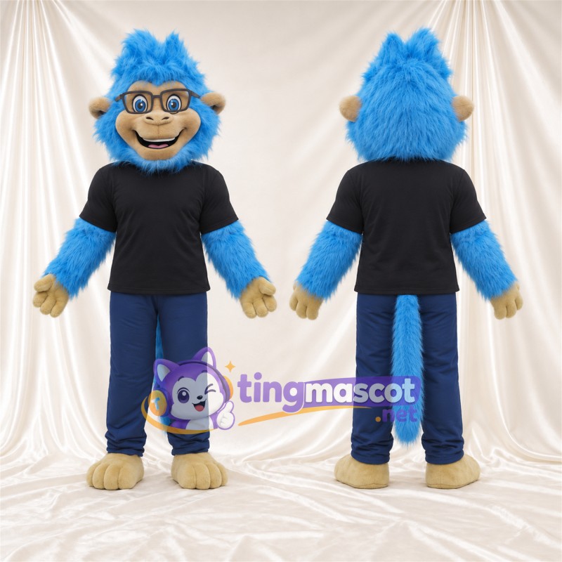Costume de mascotte Singe – bleu – Chemise (noir); Pantalon (bleu)