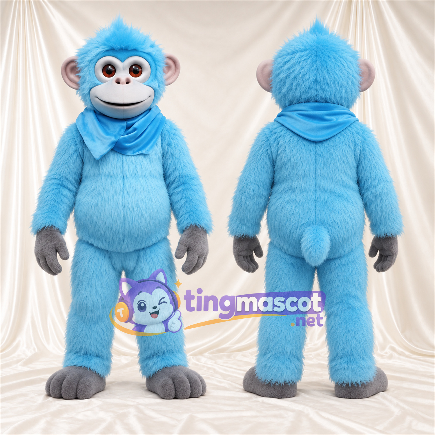 Maskottchenkostüm Affe – blau – Schal Maskottchenkostüm Affe – blau – Schal