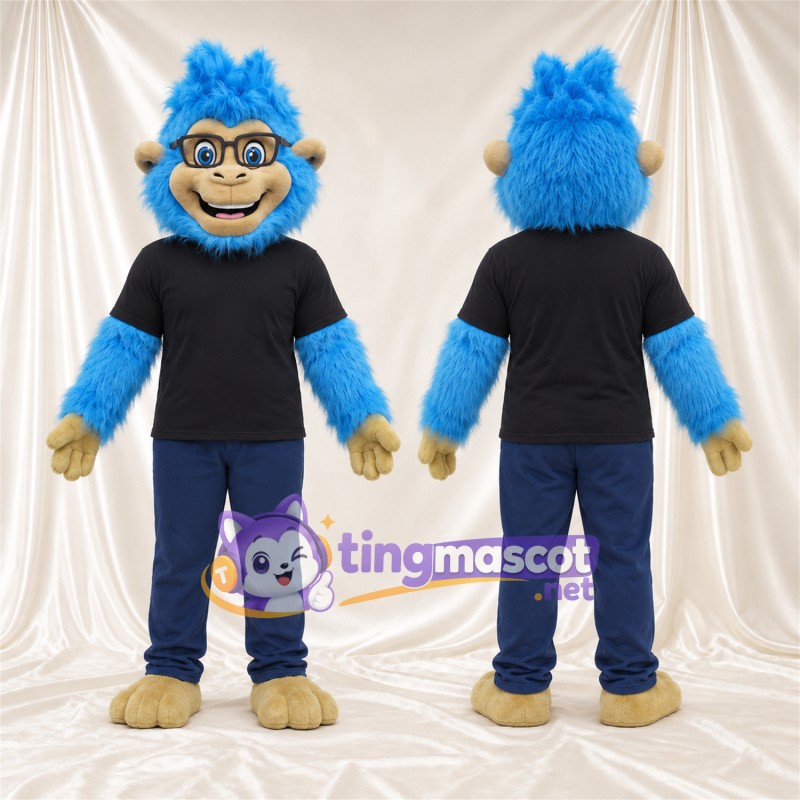 Costume de mascotte Singe – bleu – Chemise (noir); Pantalon (bleu)