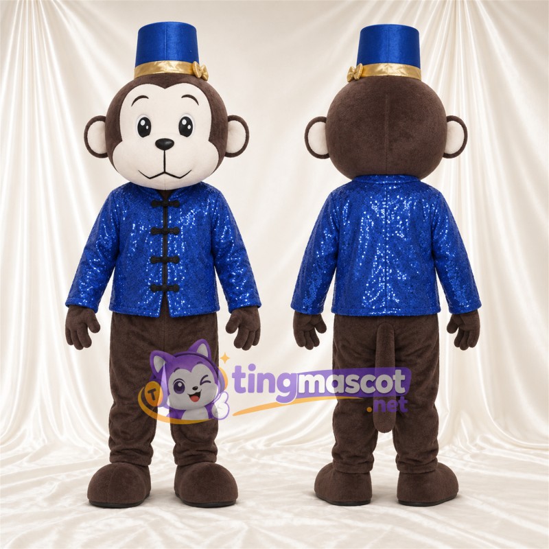 Maskottchenkostüm Affe – braun – Jacke; Zylinder