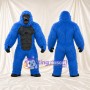 Costume de mascotte Gorille – bleu – Torse musclé (noir); Sourire avec dents