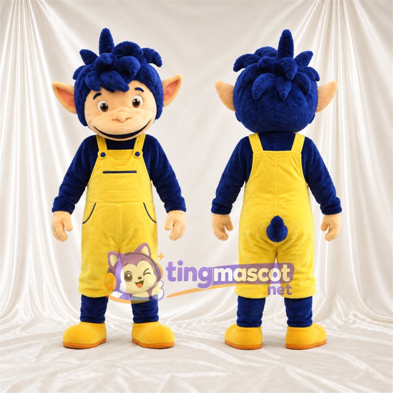 Costume de mascotte Elfe – bleu – Salopette (jaune)