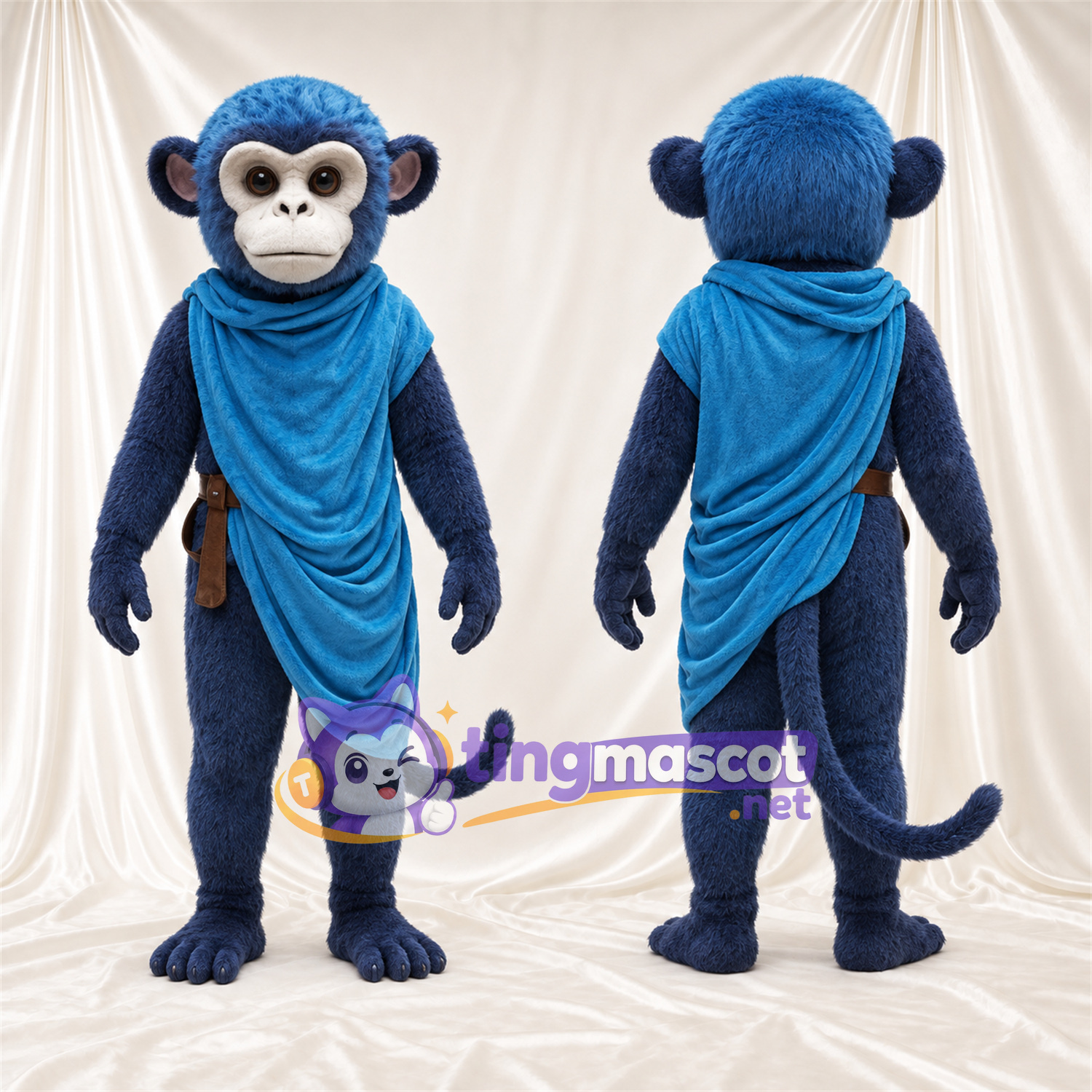 Maskottchenkostüm Affe – blau – Umhang Maskottchenkostüm Affe – blau – Umhang
