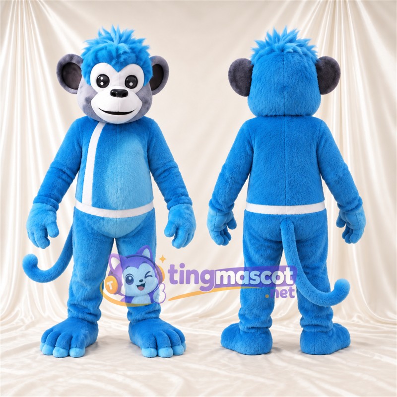 Costume de mascotte Singe – bleu – Harnais (blanc)