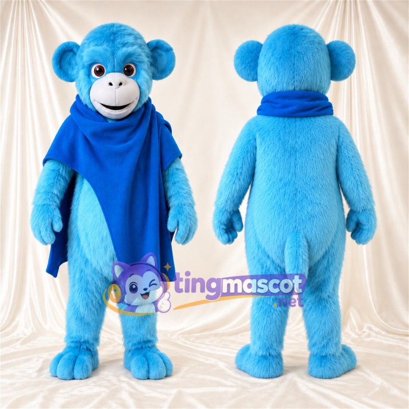 Costume de mascotte Singe – bleu – Écharpe (bleu)