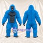 Costume de mascotte Gorille – bleu – Torse musclé (noir); Bouche ouverte