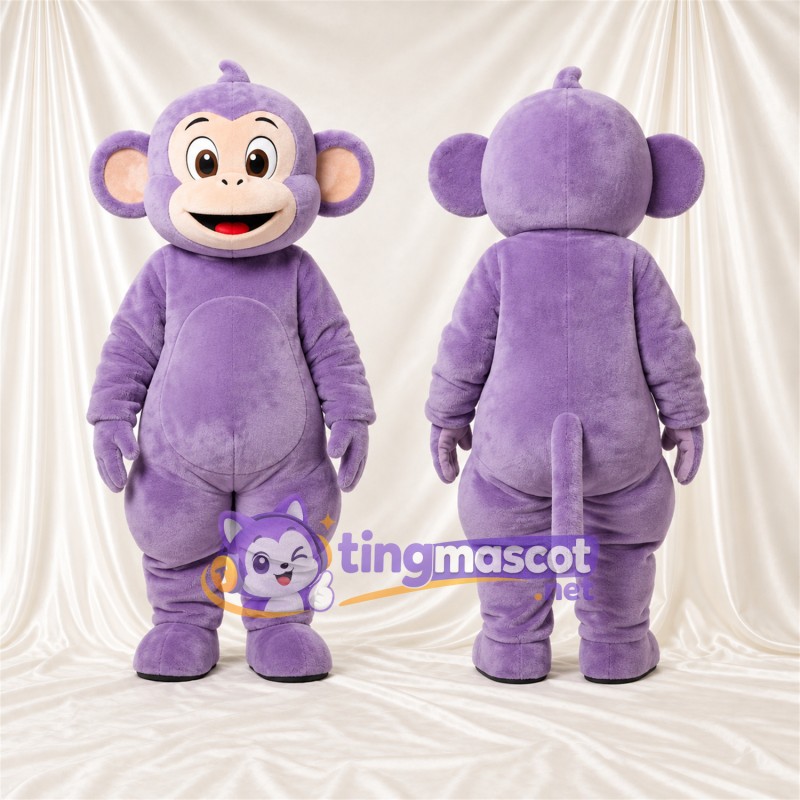 Maskottchenkostüm Affe – violett – Ohren; Gesicht (creme)