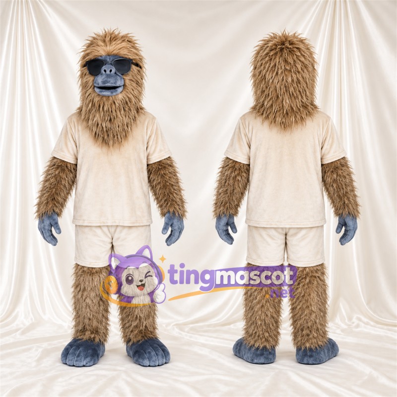 Costume de mascotte Gorille – brun clair – Chemise (beige); Short