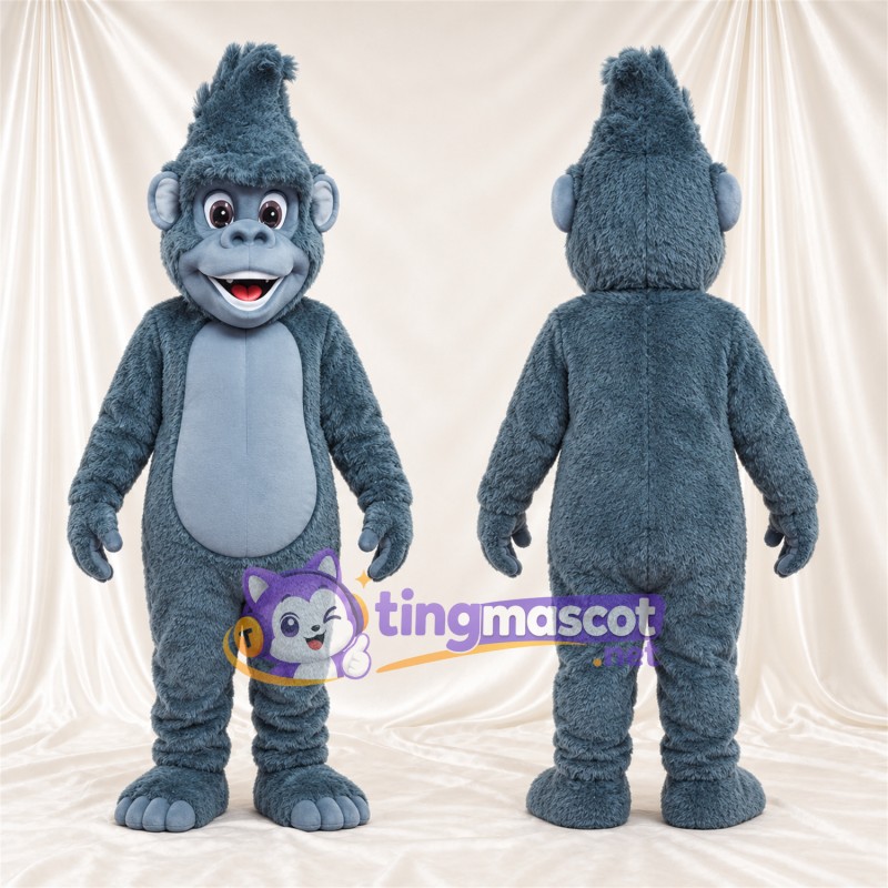 Costume de mascotte Gorille – bleu – Ventre (bleu clair); Touffe sur la tête