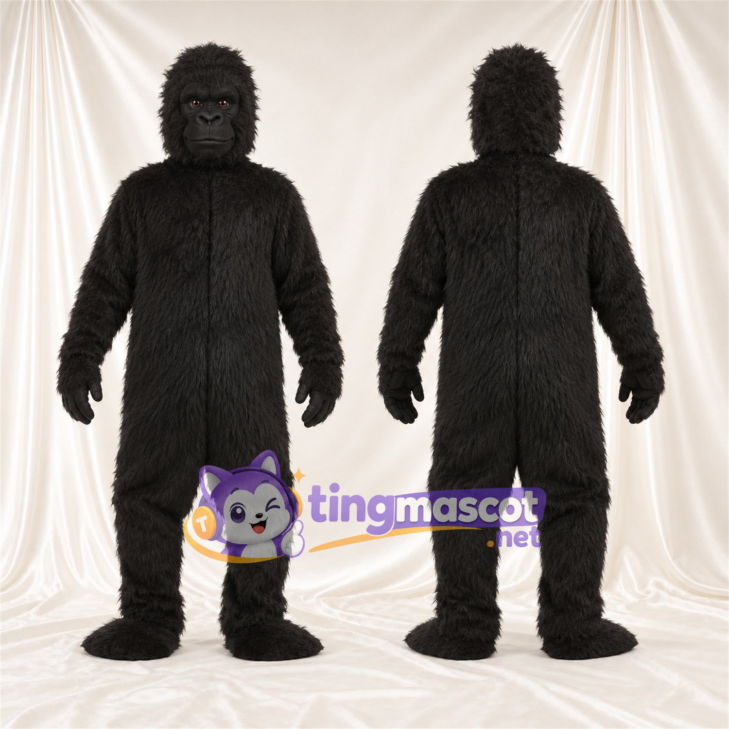 Black Gorilla Mascot Costume - Closed Mouth and Pointed Head Black Gorilla Mascot Costume - Closed Mouth and Pointed Head