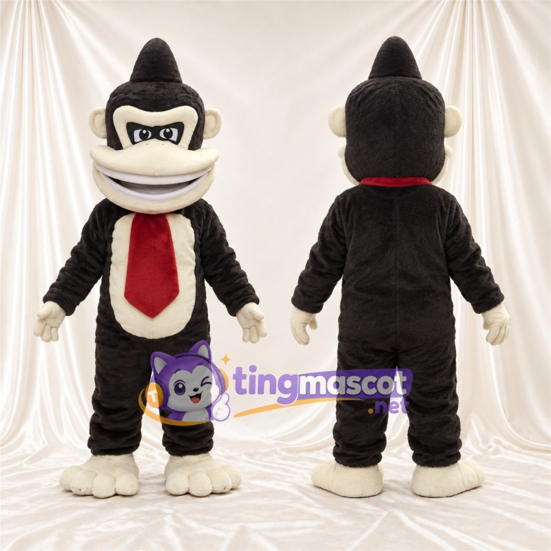 Costume de mascotte Gorille – noir – Cravate (rouge)