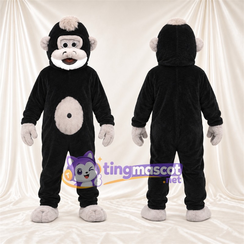 Black Monkey Mascot Costume - Pink Belly and White Head Tuft