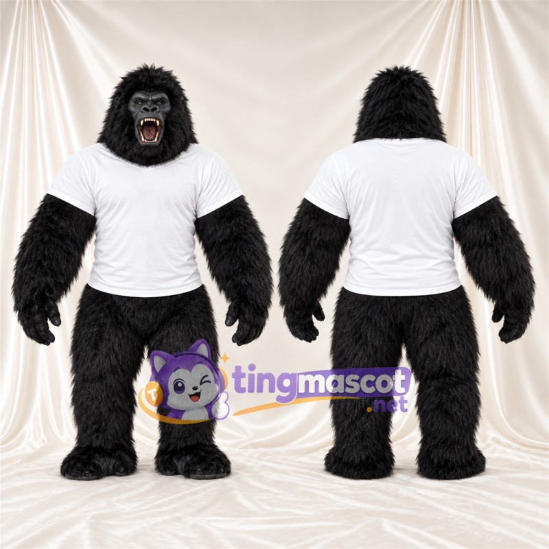 Maskottchenkostüm Gorilla – schwarz – T-Shirt (weiß)