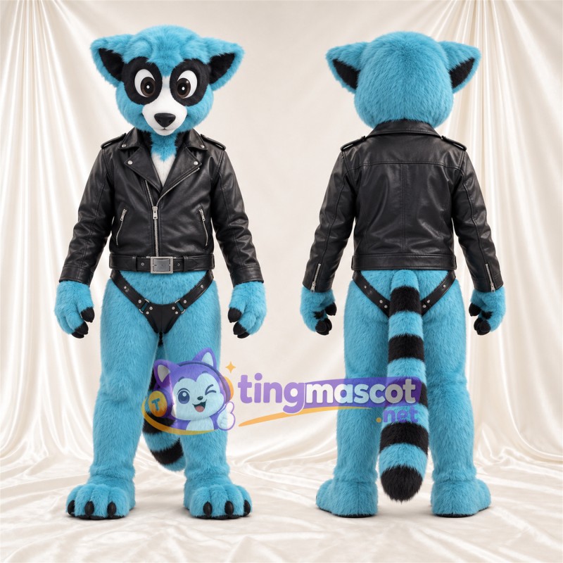 Maskottchenkostüm Lemur – blau – Jacke (schwarz)