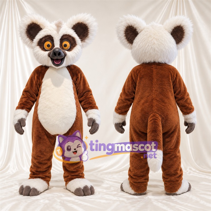 Brown and White Red Panda Mascot Costume