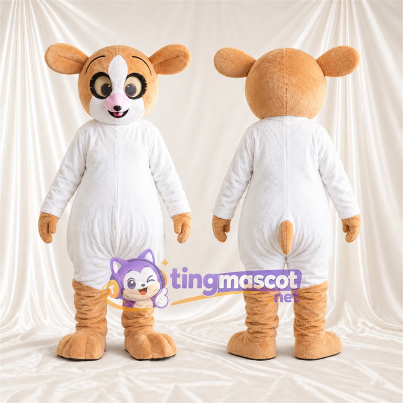 Costume de mascotte Lémurien – brun clair – Nez (rose); Combinaison (blanc)