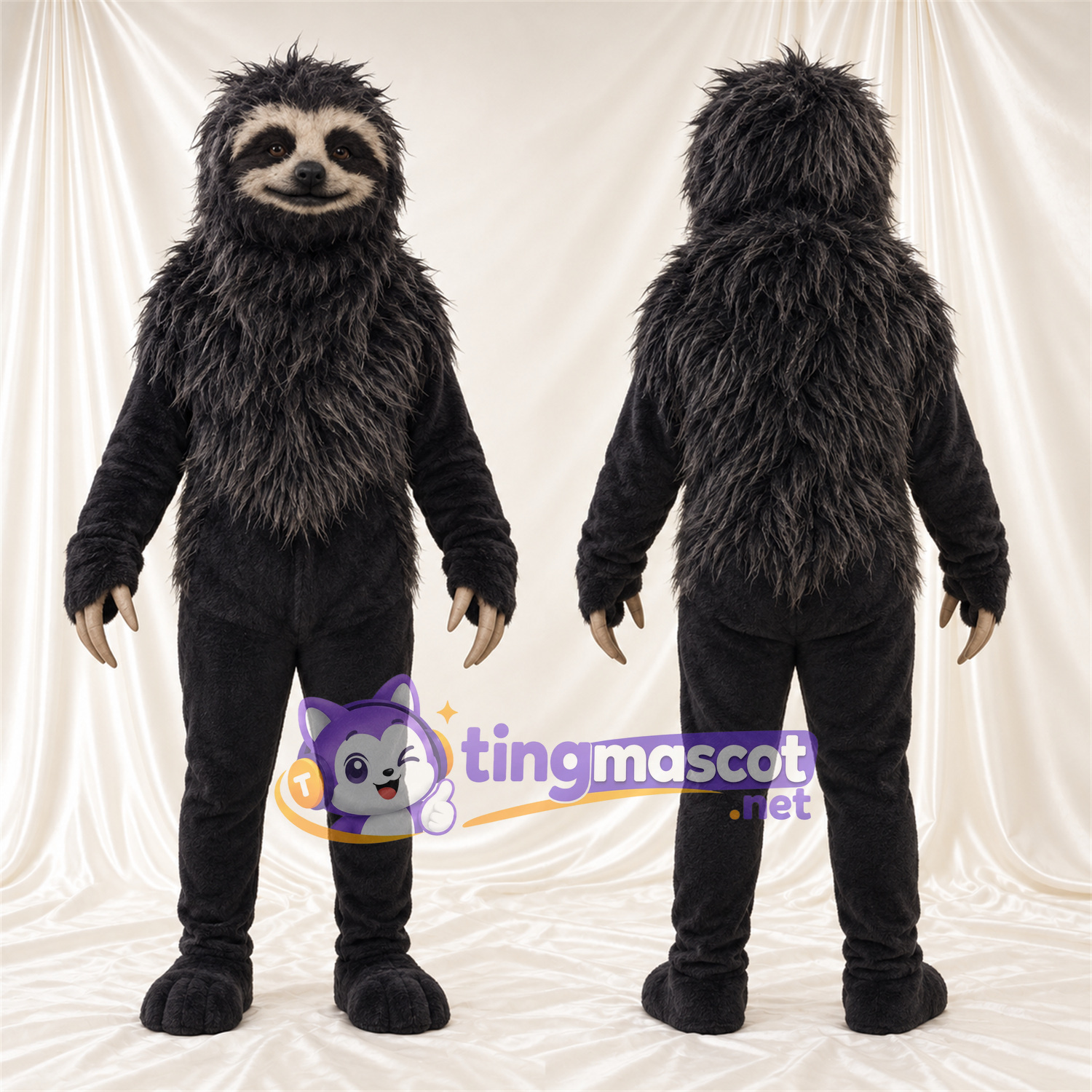 Black Sloth Mascot Costume Black Sloth Mascot Costume