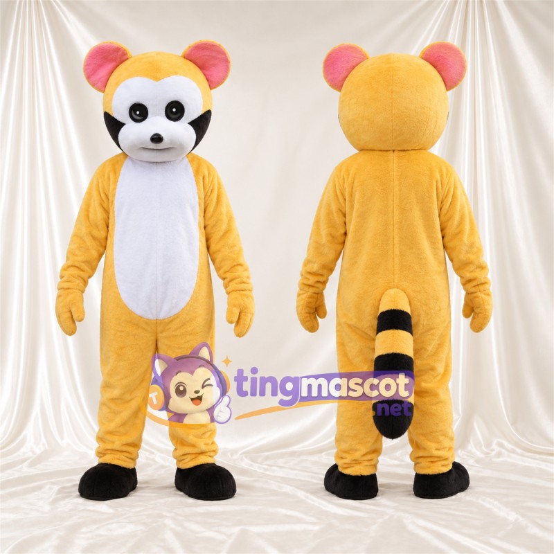 Costume de mascotte Panda roux – jaune / blanc