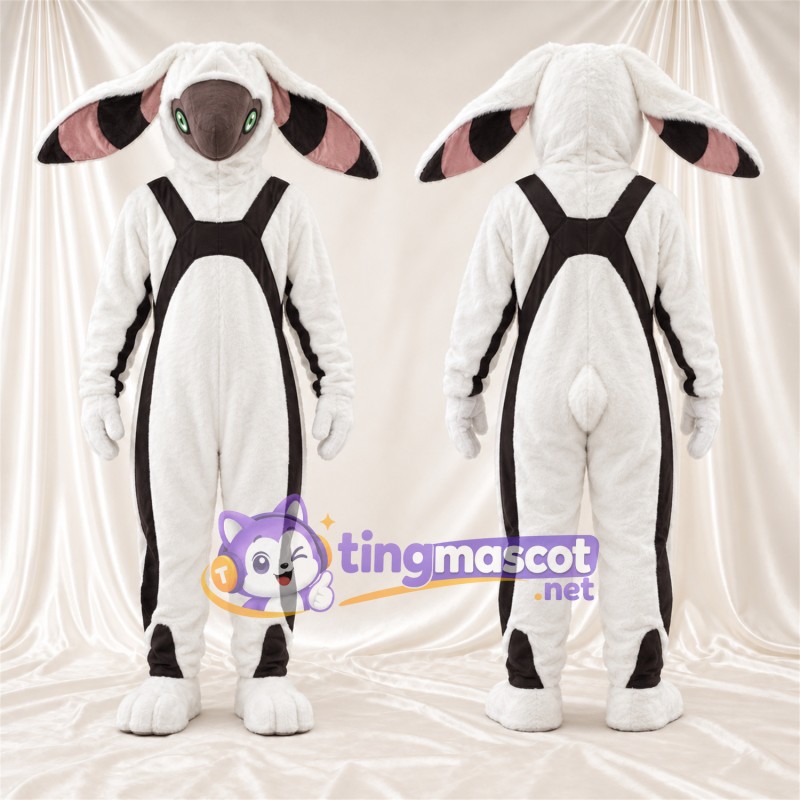 Costume de mascotte Mouton – blanc – Harnais (noir)