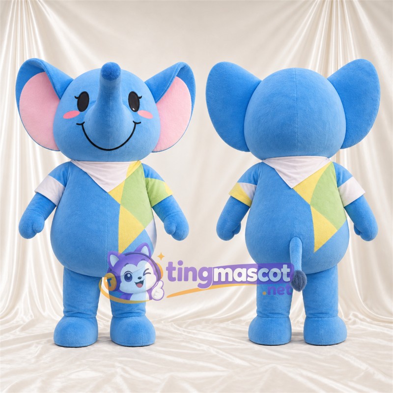 Costume de mascotte Éléphant – bleu – Chemise (multicolore)