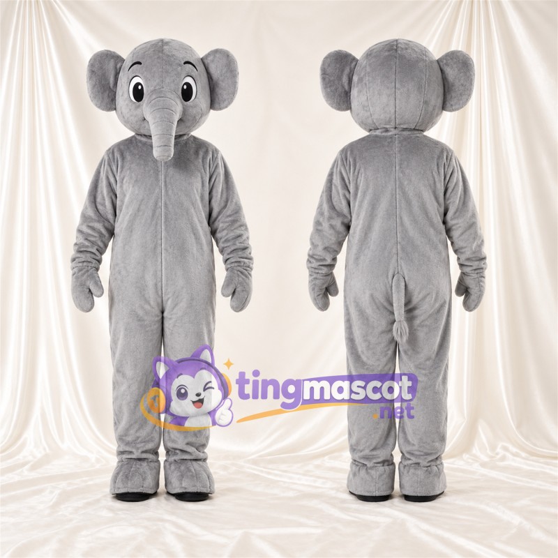 Costume de mascotte Éléphant – gris – Petites oreilles rondes; Petite trompe