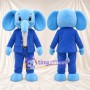 Blue Elephant Mascot Costume - Blue Suit and Yellow Tie