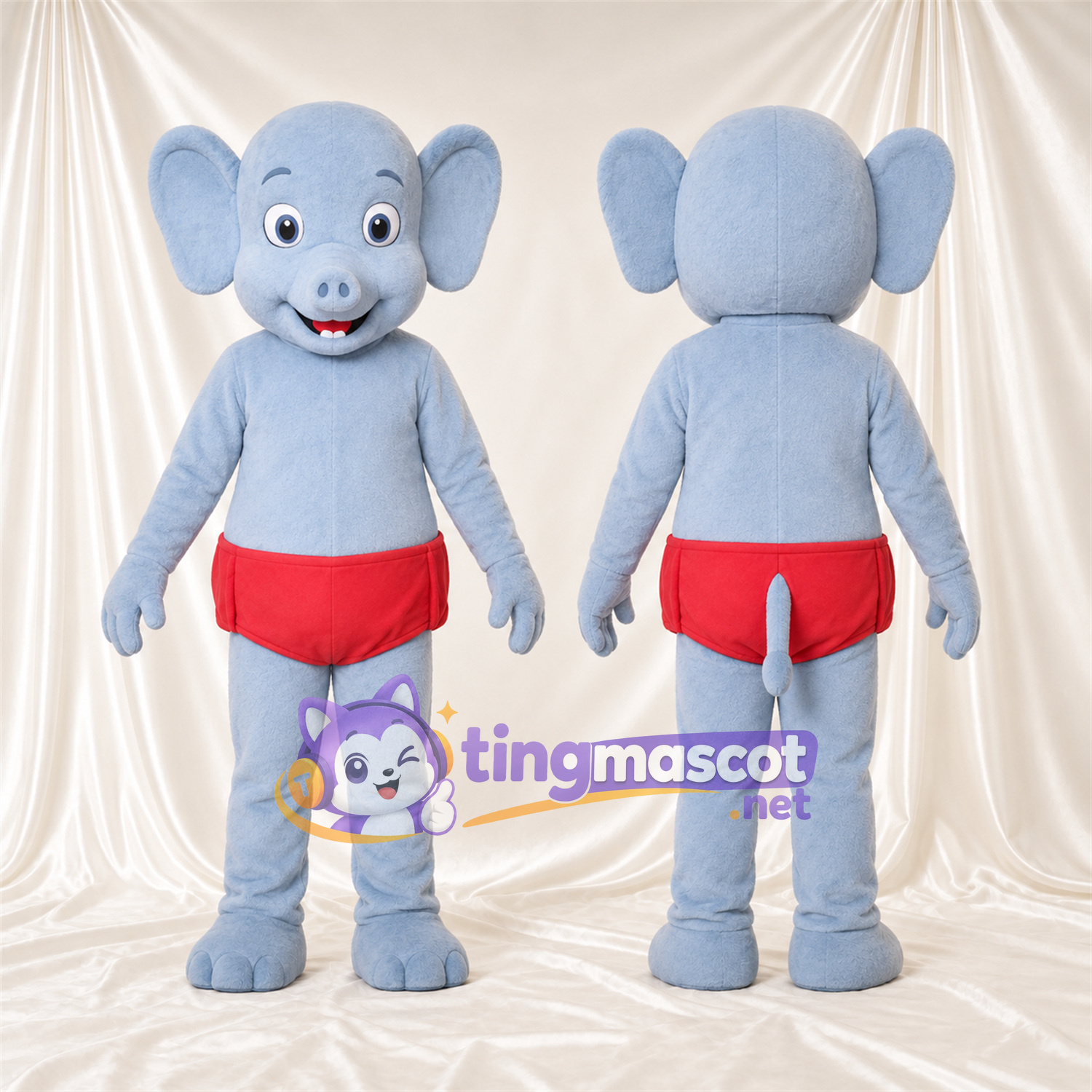 Costume de mascotte Éléphant – bleu – Short (rouge) Costume de mascotte Éléphant – bleu – Short (rouge)