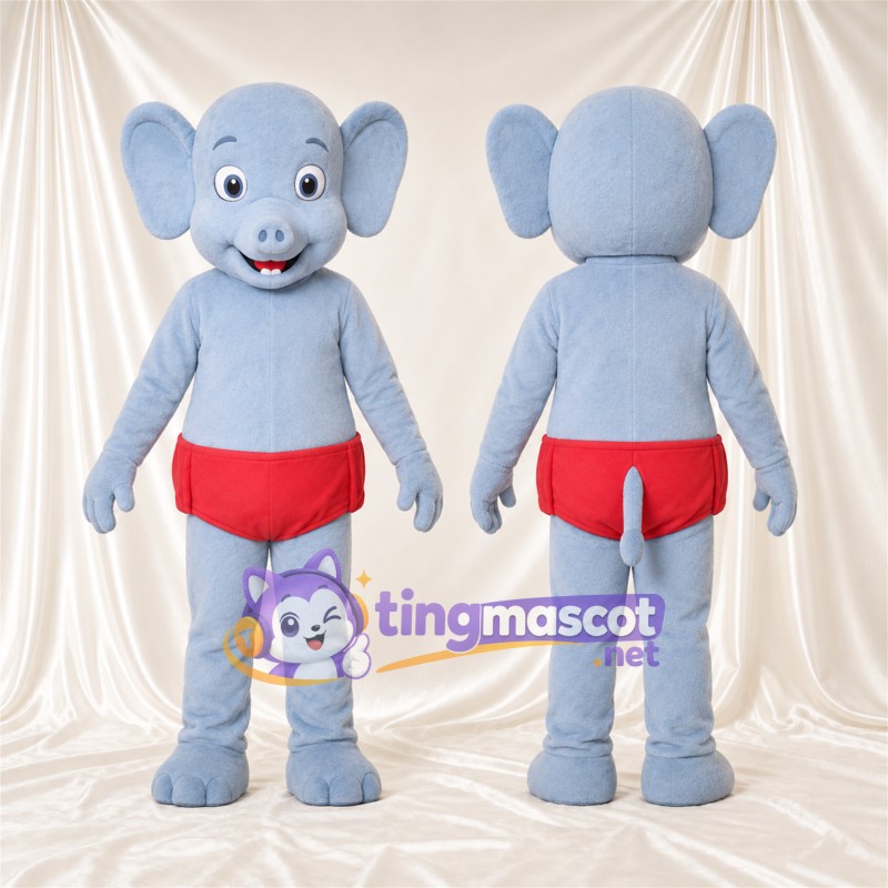Costume de mascotte Éléphant – bleu – Short (rouge)