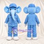 Blue Elephant Mascot Costume - Blue Work Outfit and Cap