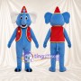 Costume de mascotte Éléphant – bleu – Chapeau (rouge); Gilet