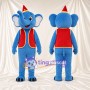 Costume de mascotte Éléphant – bleu – Chapeau (rouge); Gilet