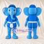 Blue Elephant Mascot Costume - Blue Outfit and Cap