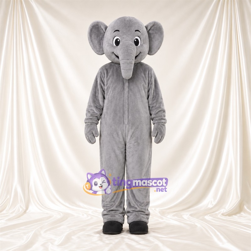 Costume de mascotte Éléphant – gris – Petites oreilles rondes; Petite trompe Costume de mascotte Éléphant – gris – Petites oreilles rondes; Petite trompe