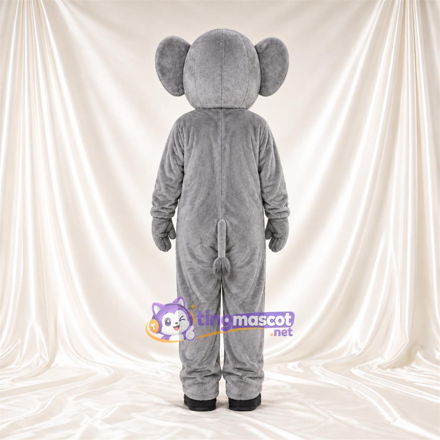 Costume de mascotte Éléphant – gris – Petites oreilles rondes; Petite trompe Costume de mascotte Éléphant – gris – Petites oreilles rondes; Petite trompe